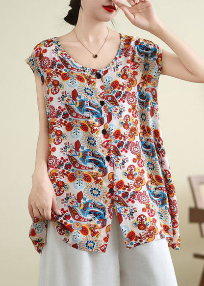 Gilet sans manches patchwork rouge ouvert sur le côté