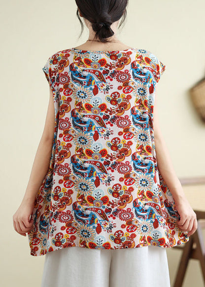 Gilet sans manches patchwork rouge ouvert sur le côté