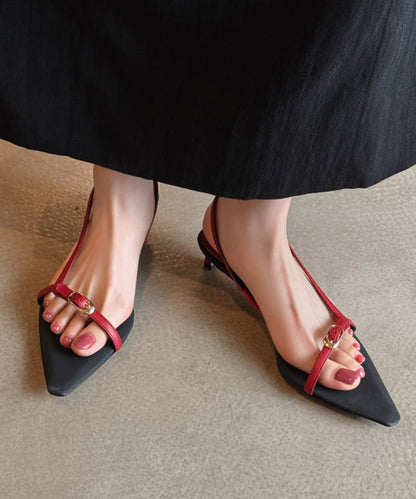 Red Sandals Kitten Toe Splicing Pointed Peep