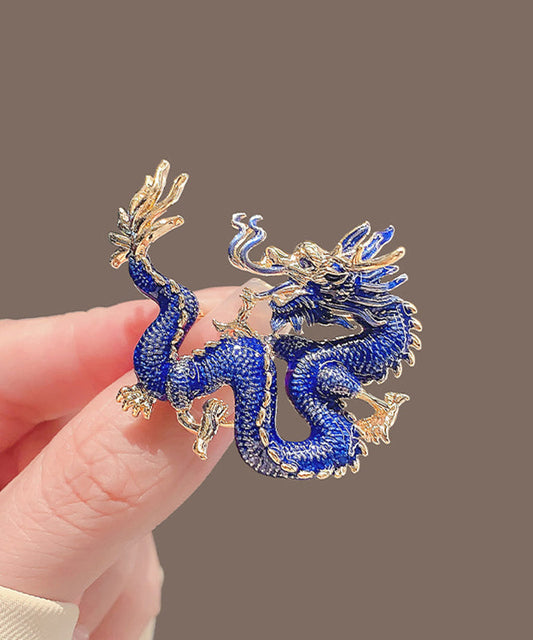 Regular Blue Alloy Enamel Dragon Shaped Brooches WP014