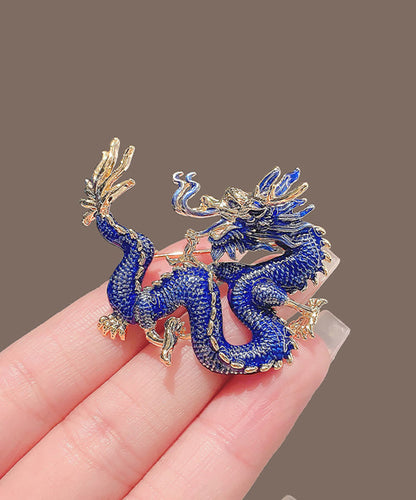 Broches en alliage émaillé bleu en forme de dragon WP014