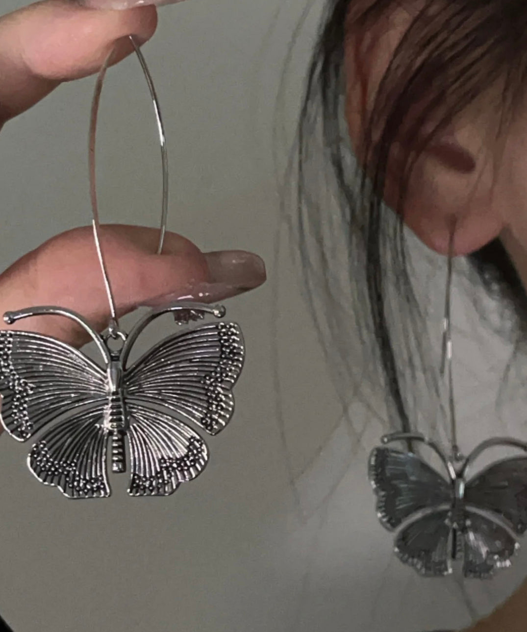 Earrings 925 Butterfly Drop Retro Silver
