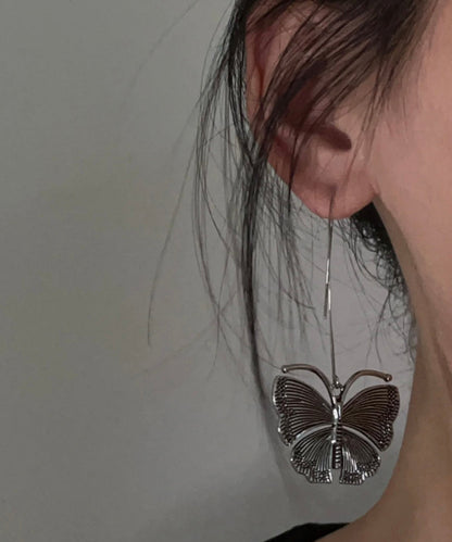 Earrings 925 Butterfly Drop Retro Silver