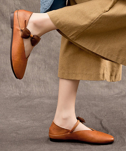 Füße Rindsleder Leder Kaffee Retro Flache Schuhe Bequem