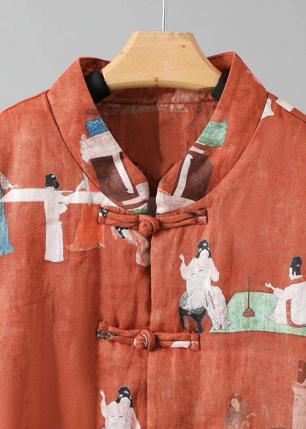 Retro Orange Stehkragen Druck Feine Baumwolle gefüllte Jacke Frühling TI011