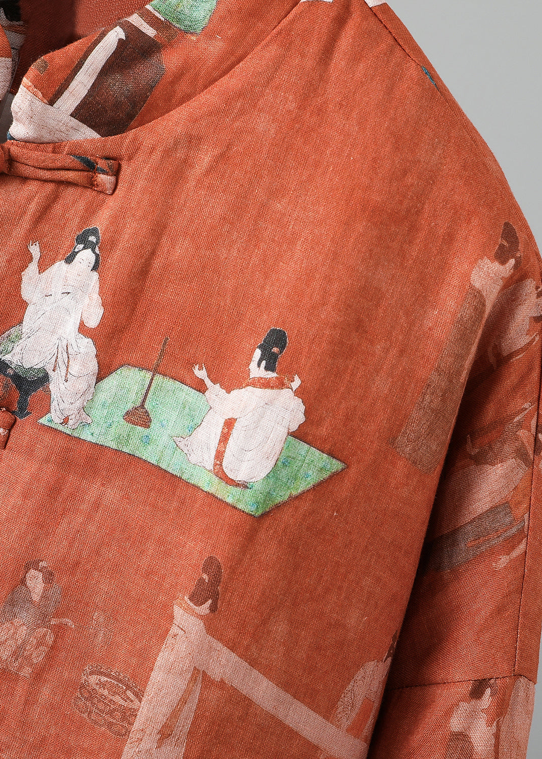 Retro Orange Stehkragen Druck Feine Baumwolle gefüllte Jacke Frühling TI011