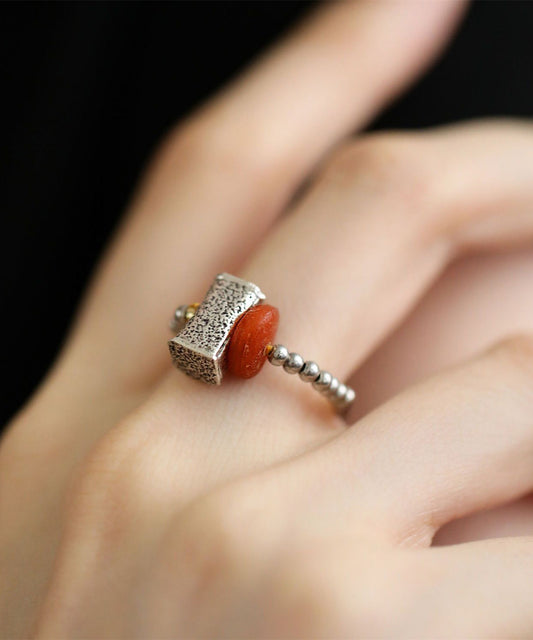 Retro-Seide Sterling Silber Perlen Bienenwachs Ringe RA006