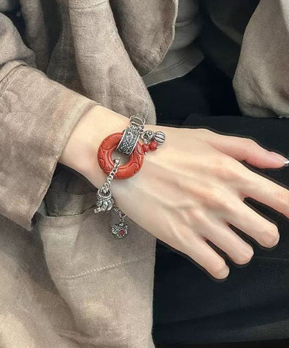 Silk Retro Gourd Butterfly Silver Chain Sterling Bracelet
