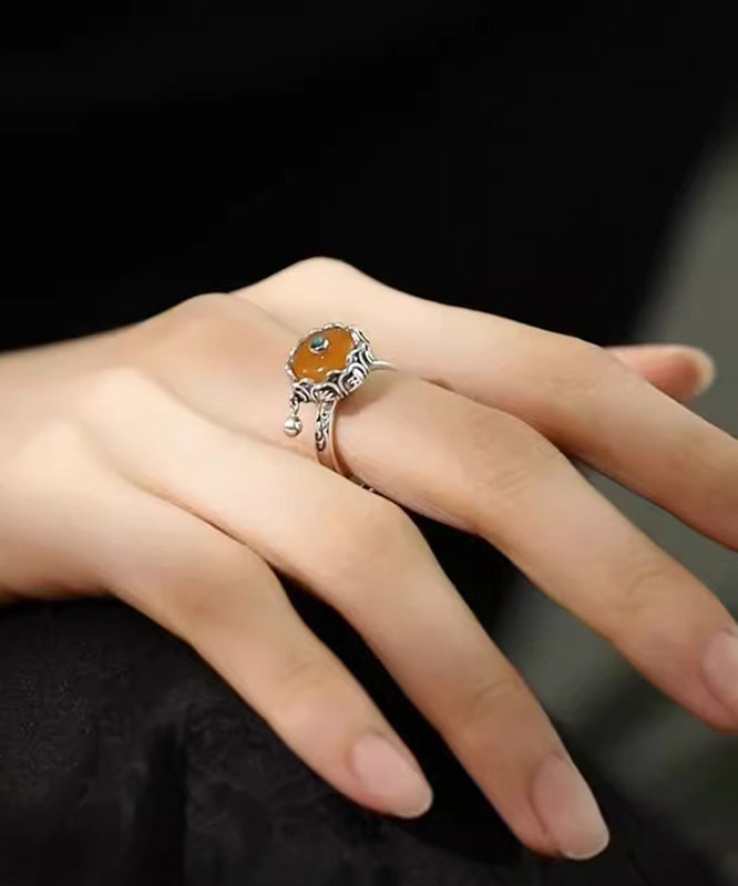 Retro Gelb Sterling Silber Jade Türkis Ringe YR004