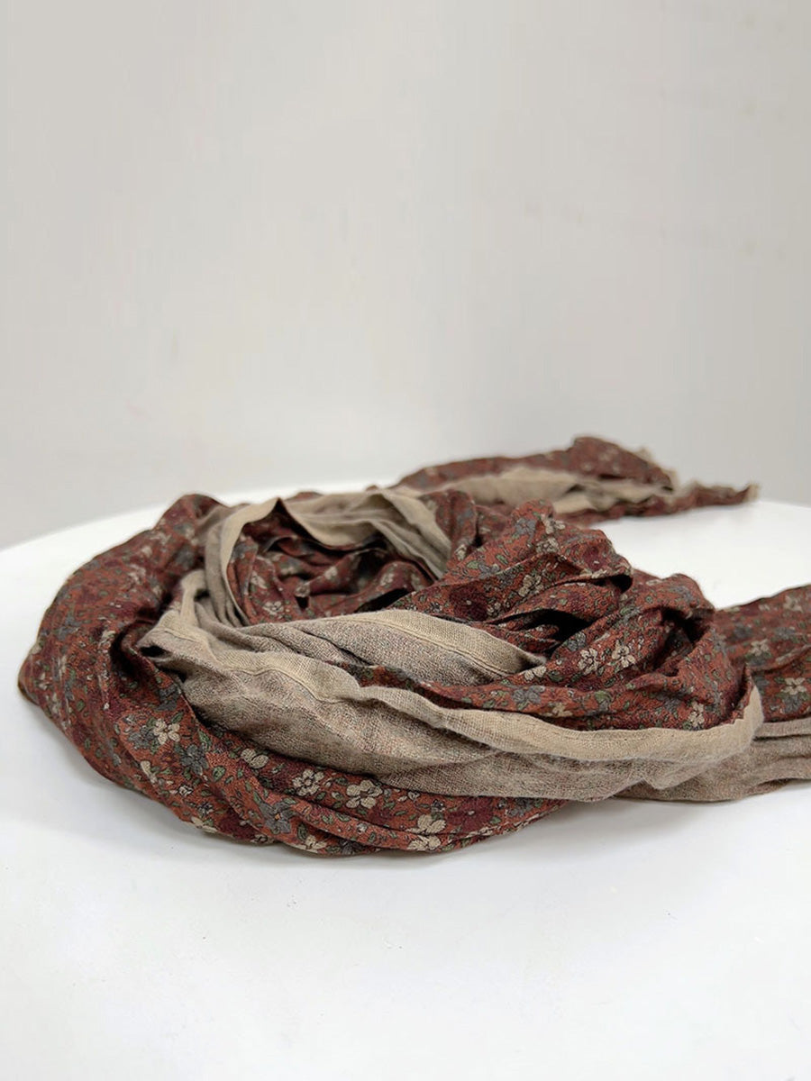 Women Vintage Floral Worn Shawl Scarf HH034