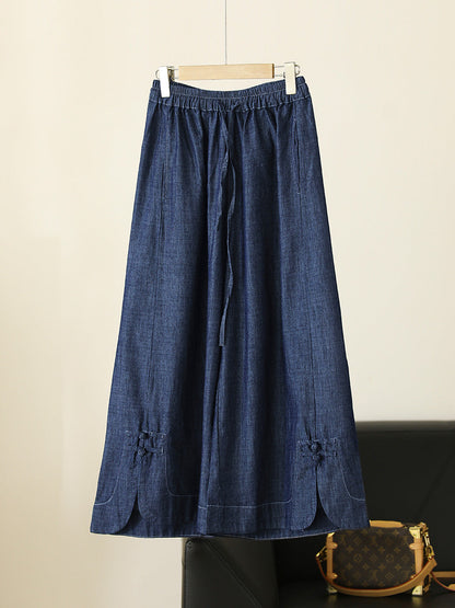 Pantalon en jean à jambe large et boucle vintage pour femme CX031