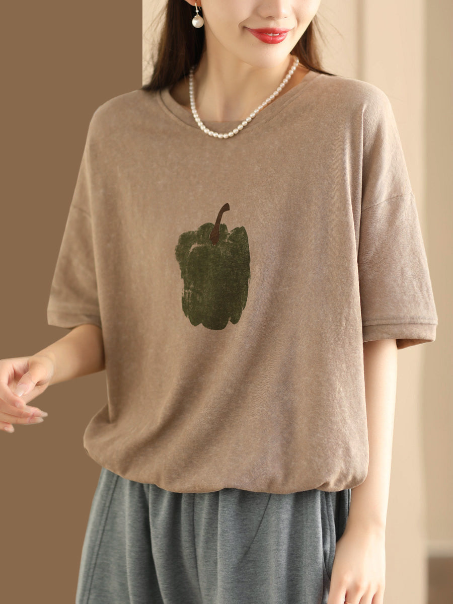 Women Summer Casual Drawstring Hem Cotton Shirt KL1040