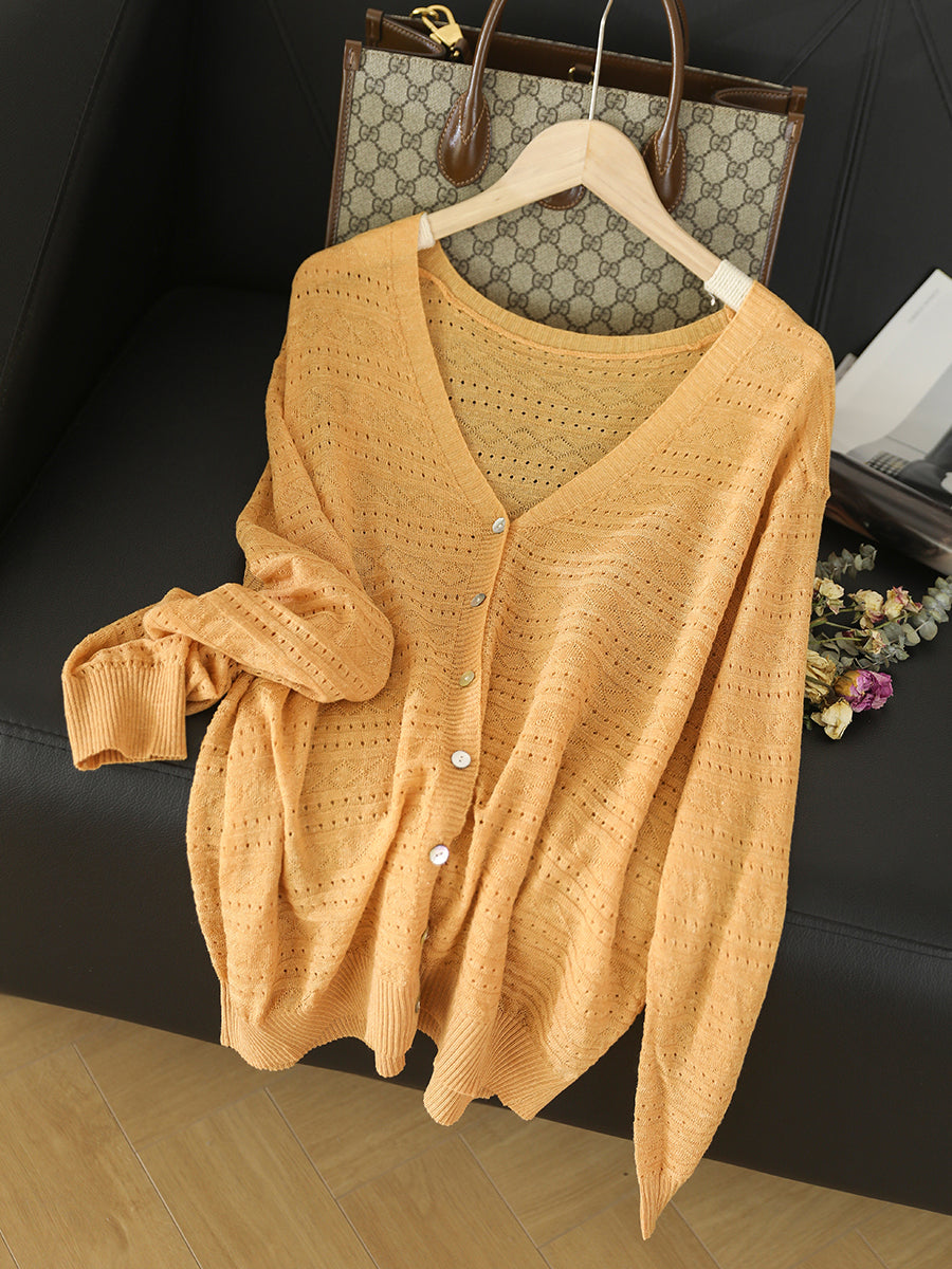 Women Spring Solid Casual V-Neck Knitted Shirt SC1009