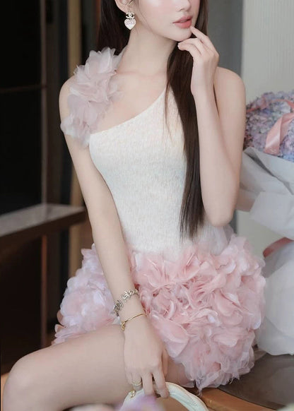 Ensemble deux pièces en tulle dos nu sans manches et patchwork floral sexy