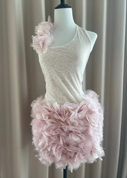 Ensemble deux pièces en tulle dos nu sans manches et patchwork floral sexy