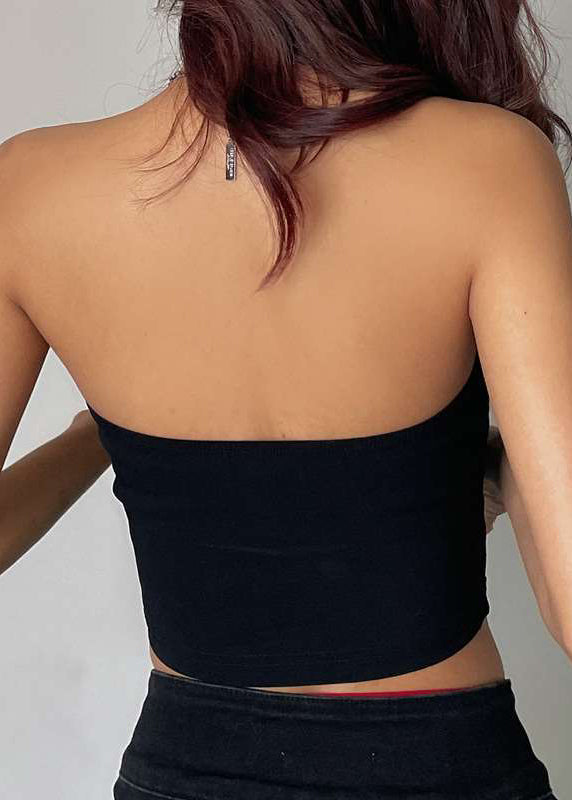 Sexy schwarzes trägerloses Tanktop aus massiver Baumwolle YZ032