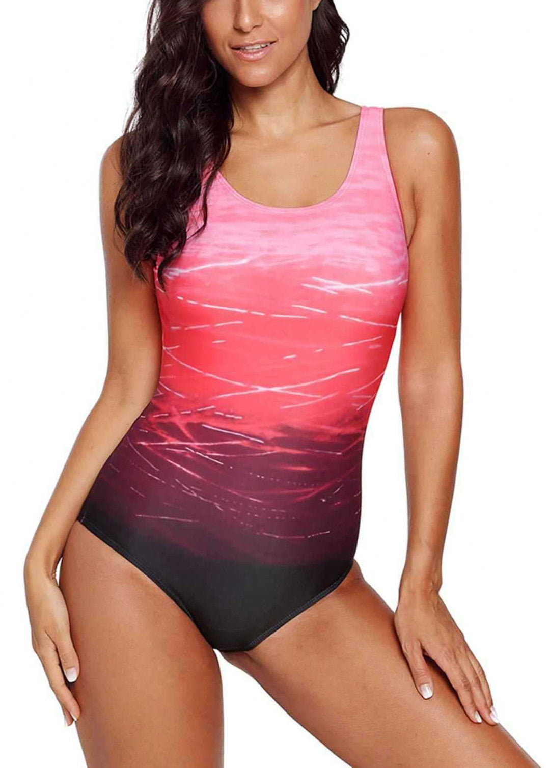 Sexy Einteiler Bademode mit U-Ausschnitt und undichte Rückseite in Blau mit Farbverlauf GF039