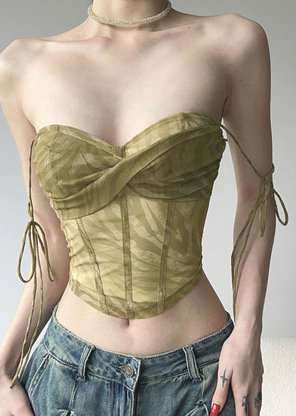 Grüner Tüll-Schulter-Westengurt Kalt Sexy Spaghetti-Shorts