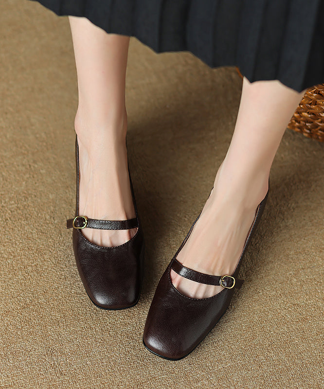 Sheepskin Loafers Chunky Heel French Chocolate WT005