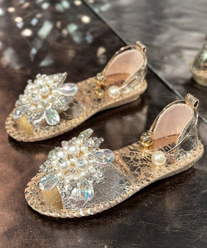 Hiking Splicing Faux Silver Sandals Leather Bead Stylish Nail