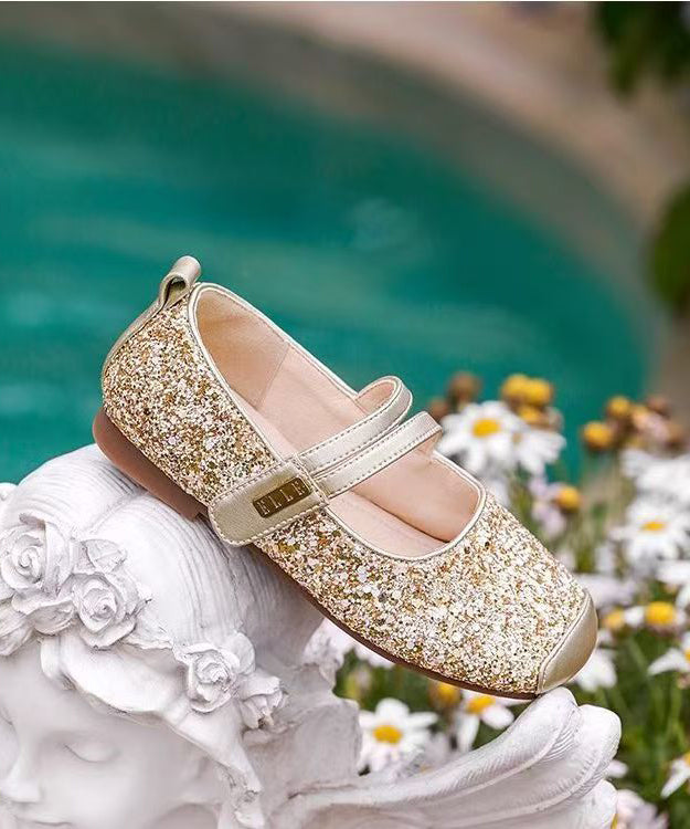 Chaussures plates en cuir pour enfants, à brides plates et à boucle, pour filles argentées
