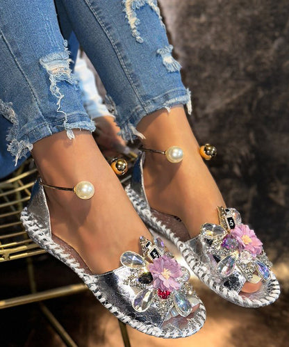 Silver Sandals For Fashion Splicing Floral Walking Zircon Best