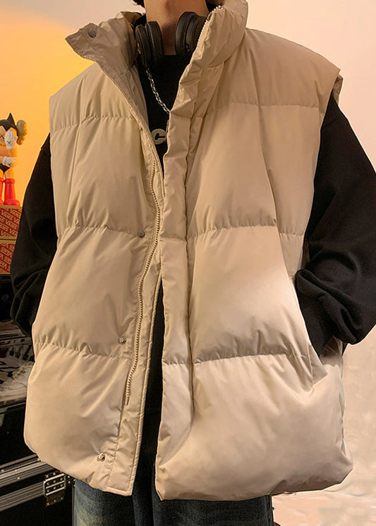 Simple Apricot Reißverschlusstaschen Solide Herren Pufferweste Winter RN012