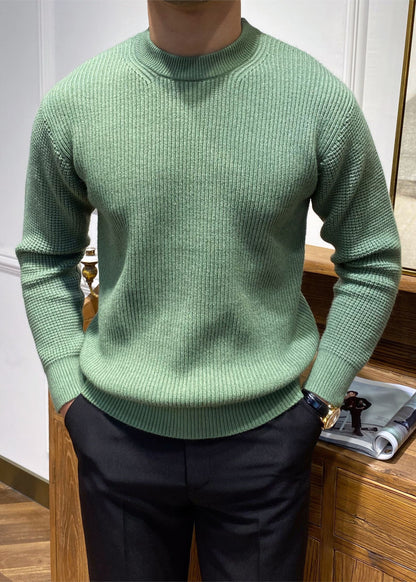 Pull simple beige à col rond pour homme, tricot uni, printemps TK004