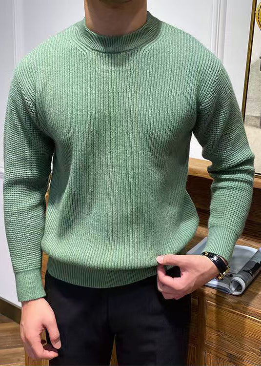 Pull simple beige à col rond pour homme, tricot uni, printemps TK004