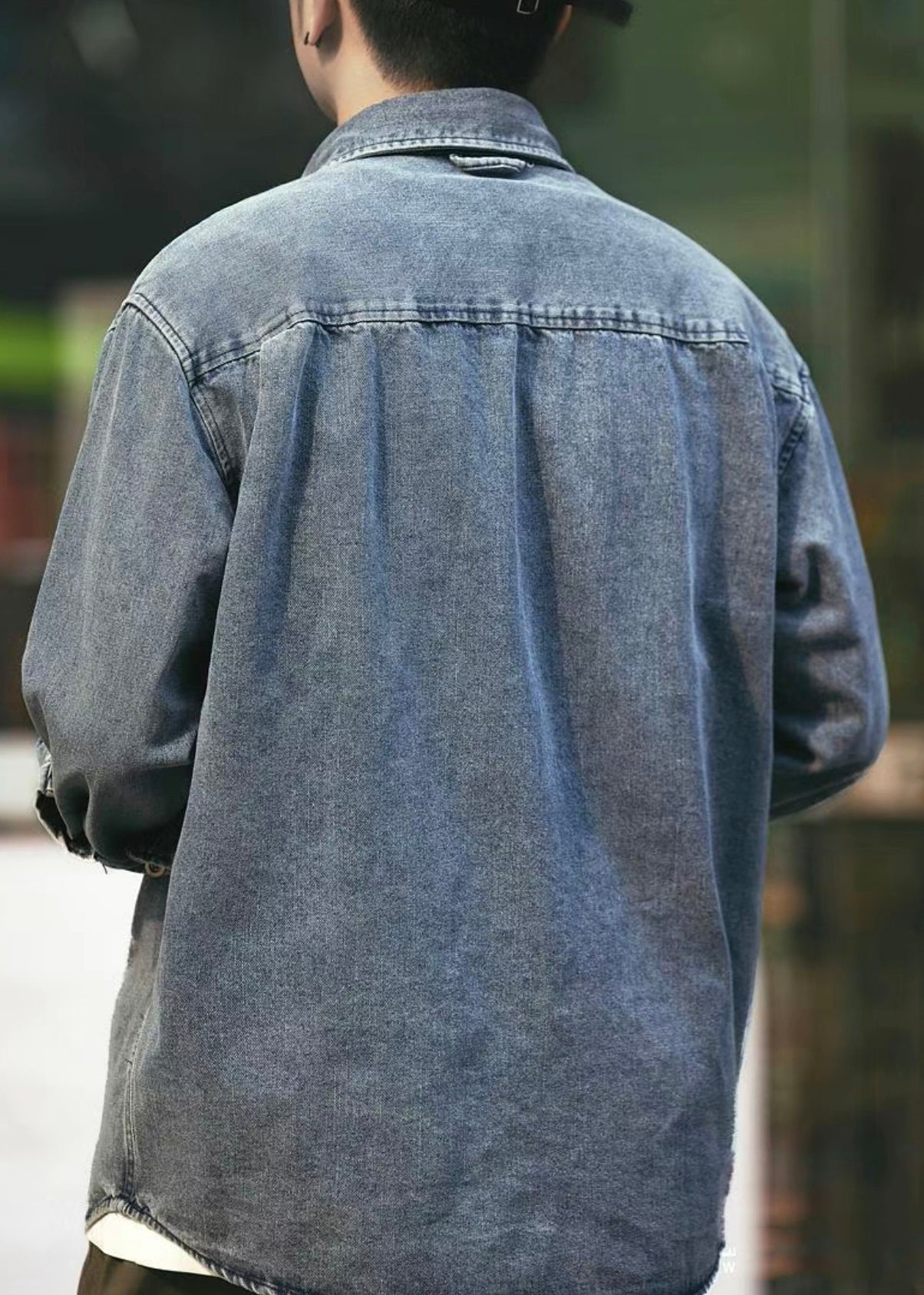 Einfache Frühling Männer Denim Solide Taste Taschen Shirts