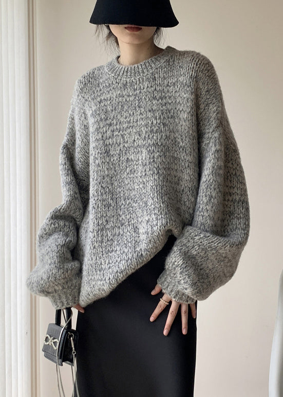 Simple Black O Neck Cozy Knit Sweaters Winter WY014