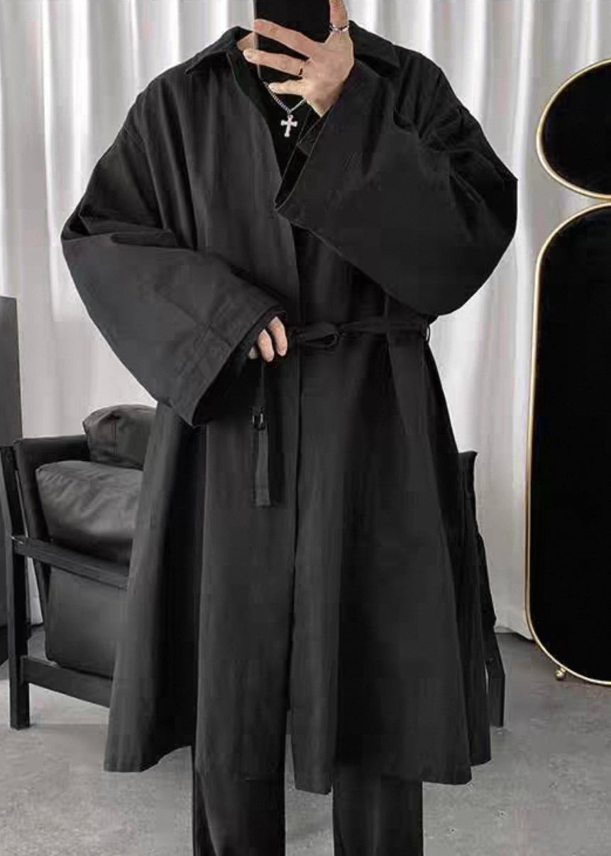 Manteau simple noir à col Peter Pan en coton uni pour homme, printemps YQ010
