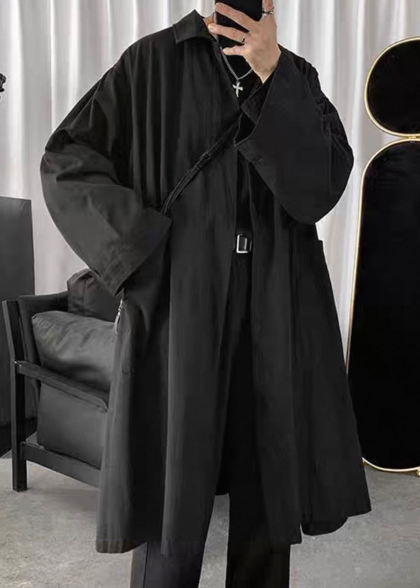 Manteau simple noir à col Peter Pan en coton uni pour homme, printemps YQ010