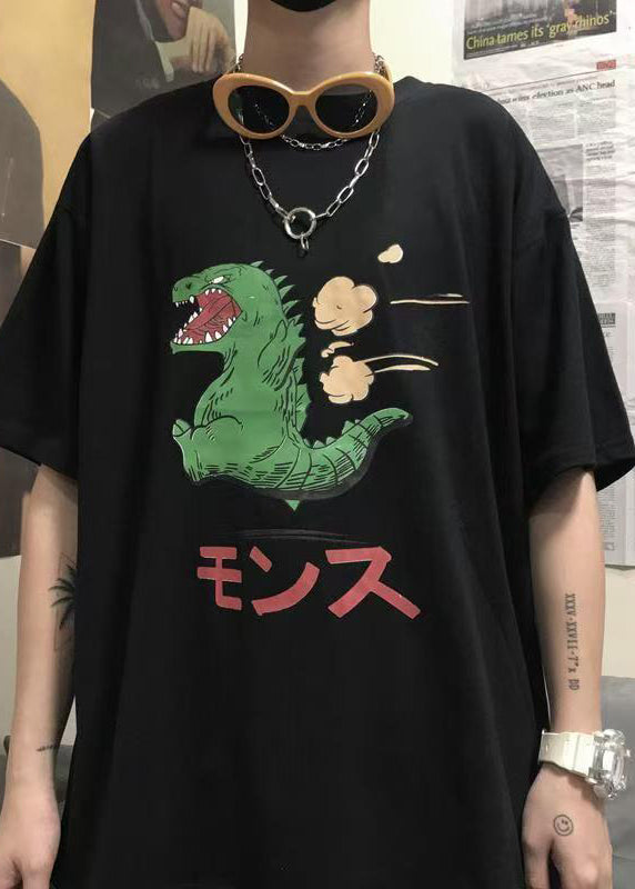 Print Graphic Mens Summer Simple Black Tees Cotton Cozy