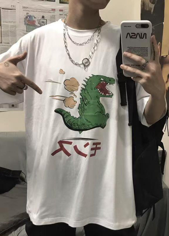 Print Graphic Mens Summer Simple Black Tees Cotton Cozy