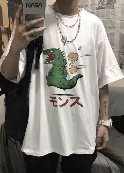 Print Graphic Mens Summer Simple Black Tees Cotton Cozy