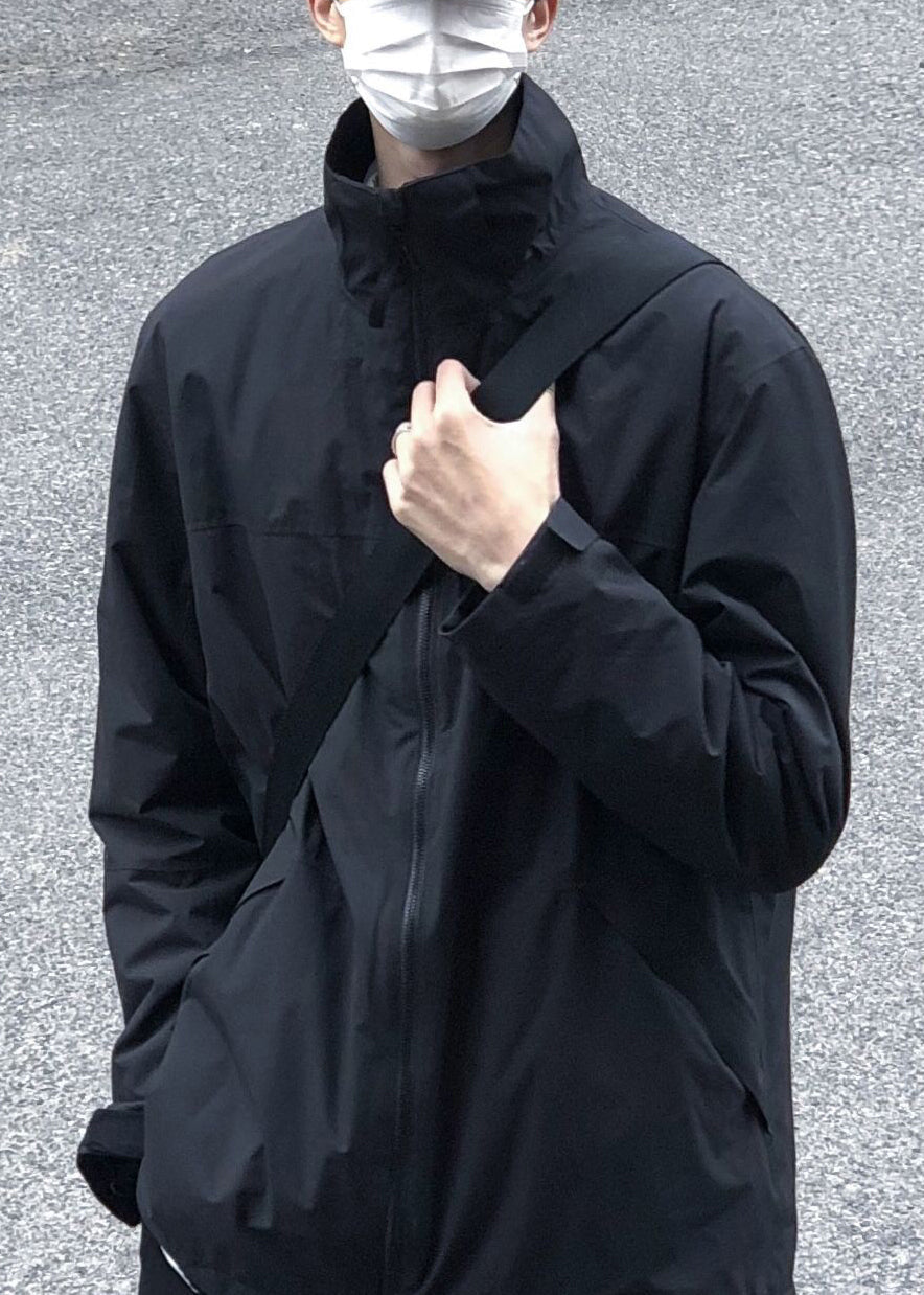 Mantel Herren Einfarbig Reißverschluss Frühling Einfach Baumwolle Kragen Stehkragen Schwarz