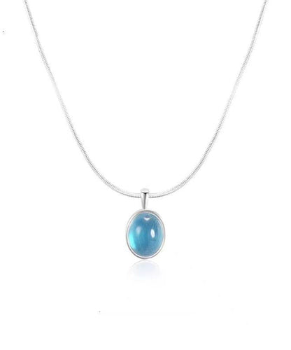 Collier pendentif simple en alliage de pierres précieuses bleues KX1030