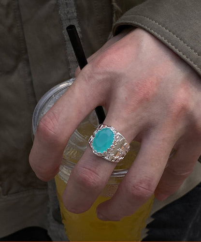 Blau stahl Edelstahl Einfache Ringe Kristall