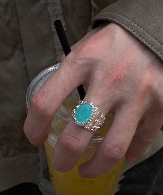 Blau stahl Edelstahl Einfache Ringe Kristall