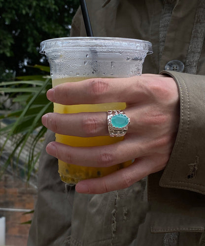 Blau stahl Edelstahl Einfache Ringe Kristall