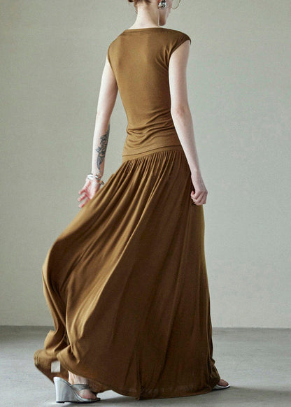 Baumwoll-Design, zerknitterte Stücke, braun, einfaches Set, Original, zwei