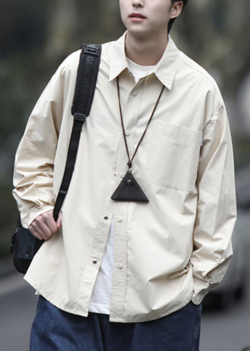 Männer Einfache Peter Brown Hemden Pan Kragen Baumwolle Frühling