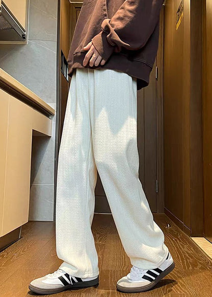Pantalon marron en chenille pour homme, poches d'automne, taille unie, simple et élastique
