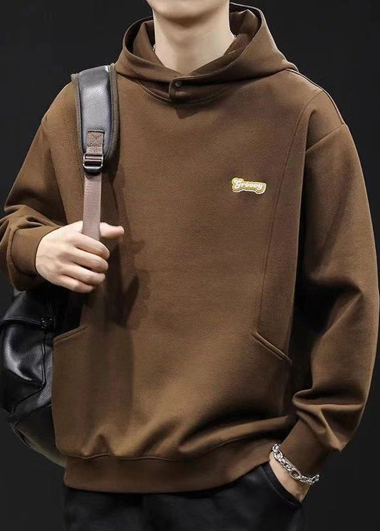 Simple Coffee Kapuzenpullover aus warmem Fleece für Herren, Winter, RP071