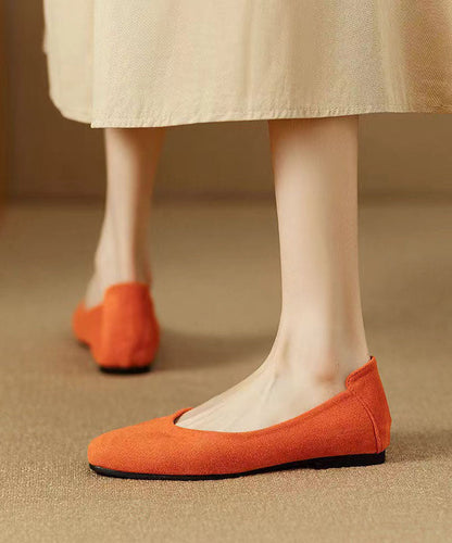 Mocassins Penny en daim orange simples et confortables QK033