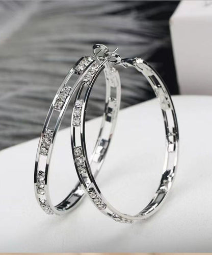 Simple Gold Copper Overgild Zircon Hoop Earrings ZZ018