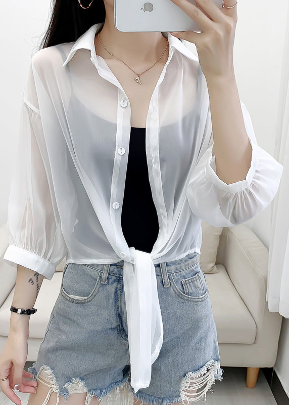 Simple Green Peter Pan Collar Cotton Shirt Cardigans Summer AS1016 Ada Fashion