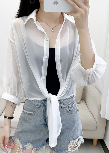 Simple Green Peter Pan Collar Cotton Shirt Cardigans Summer AS1016 Ada Fashion