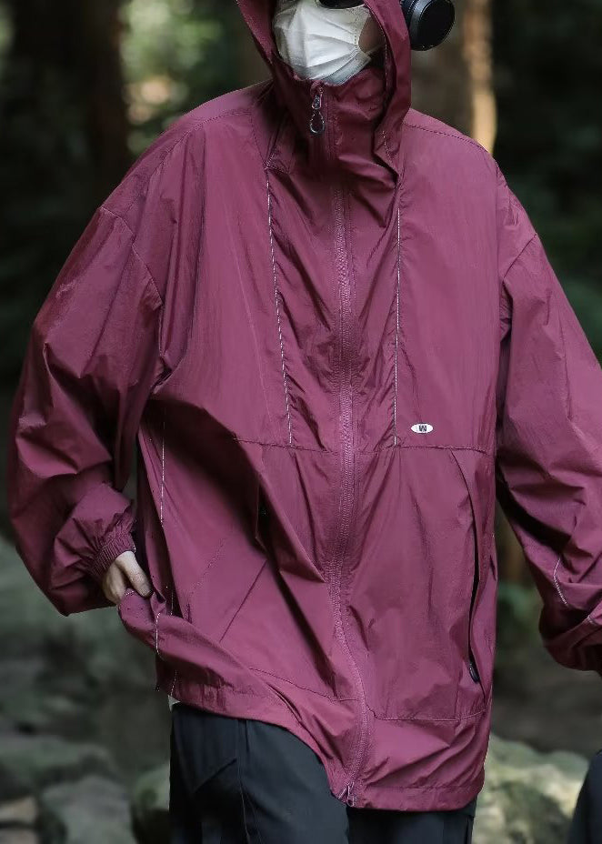 UPF 50+ Simple Coat Grau Kapuzentaschen Sommer Kordelzug Herren